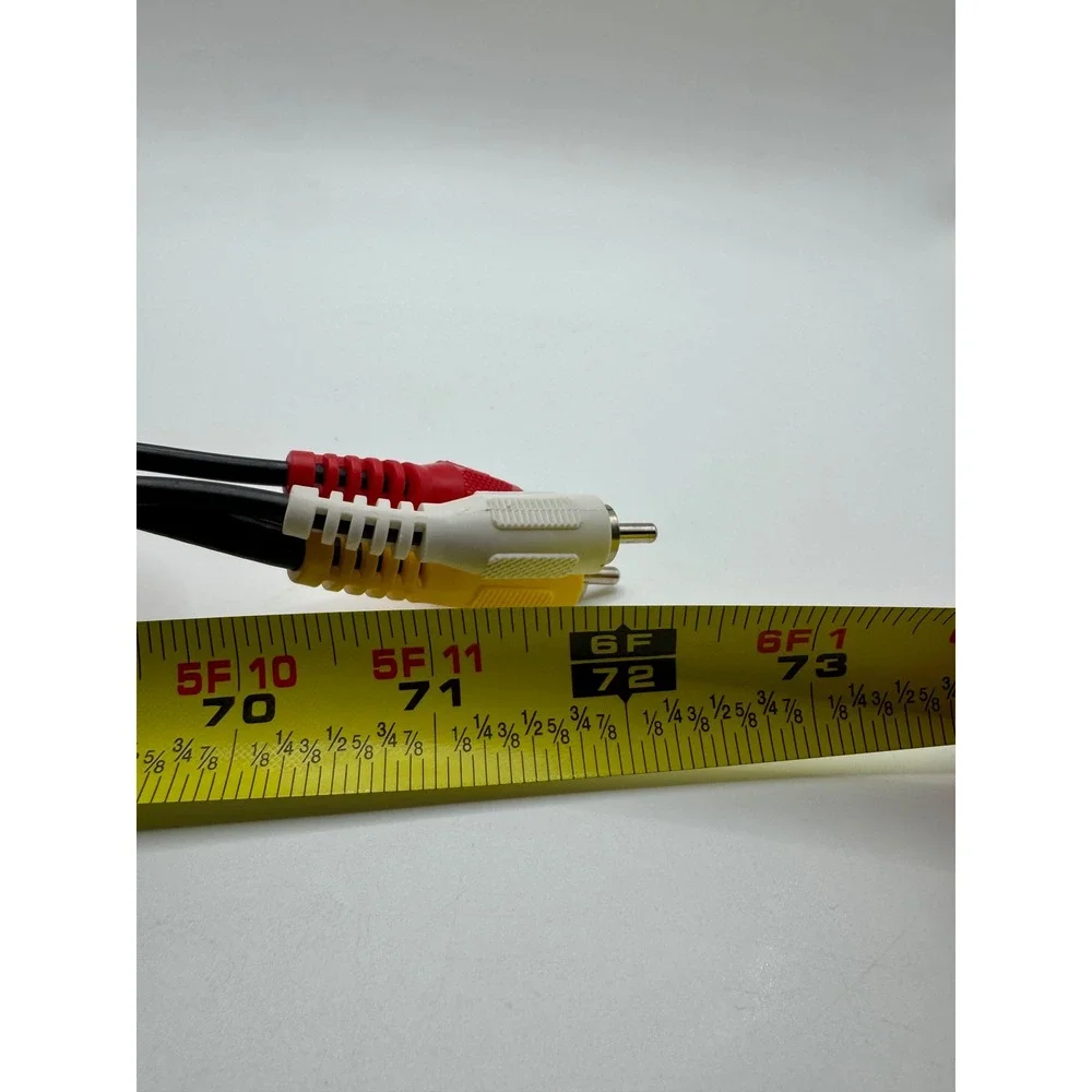 RCA Composite AV Cable 6ft 3 Plug Male to Male Video Audio Red Yellow White